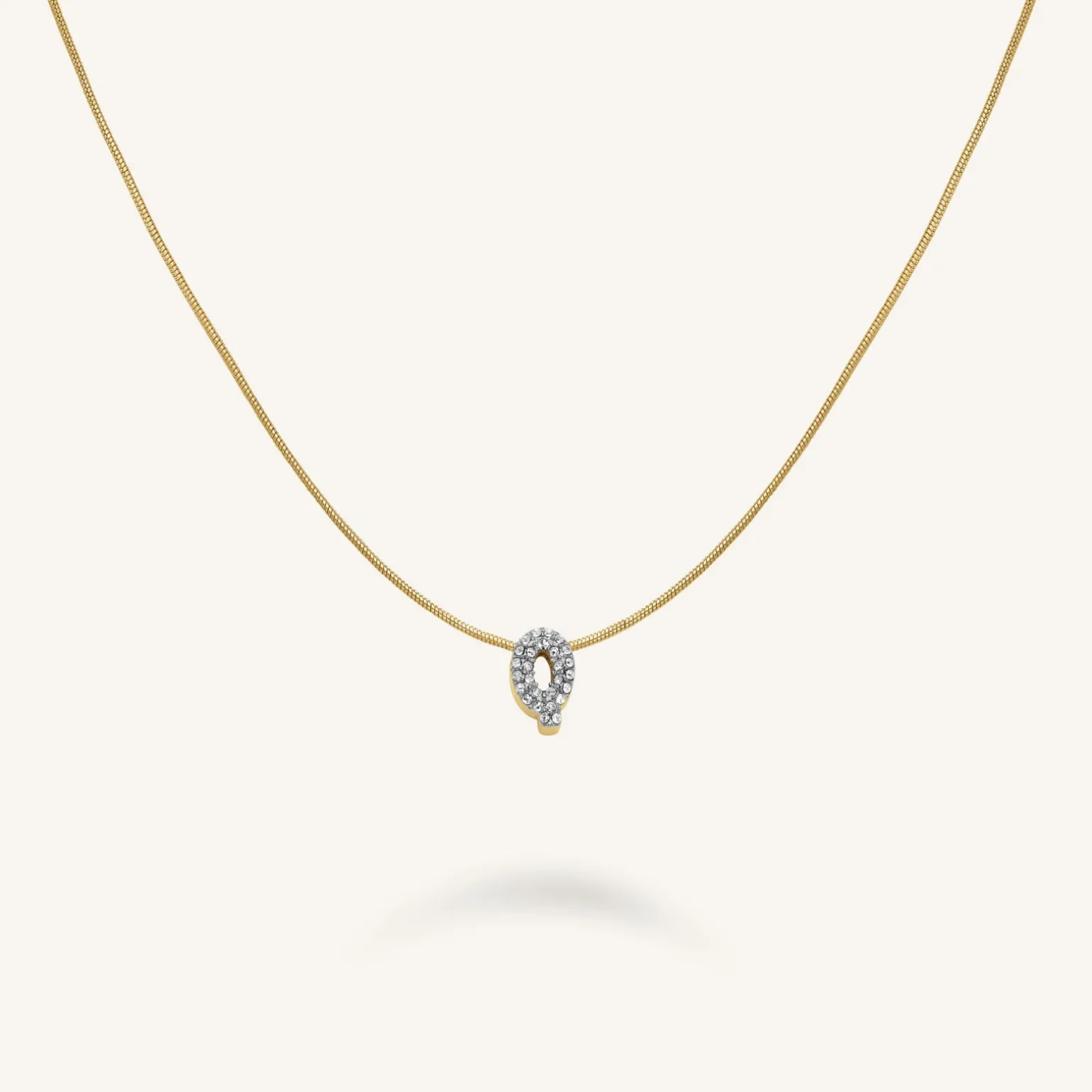 Crystal Letter Q Necklace