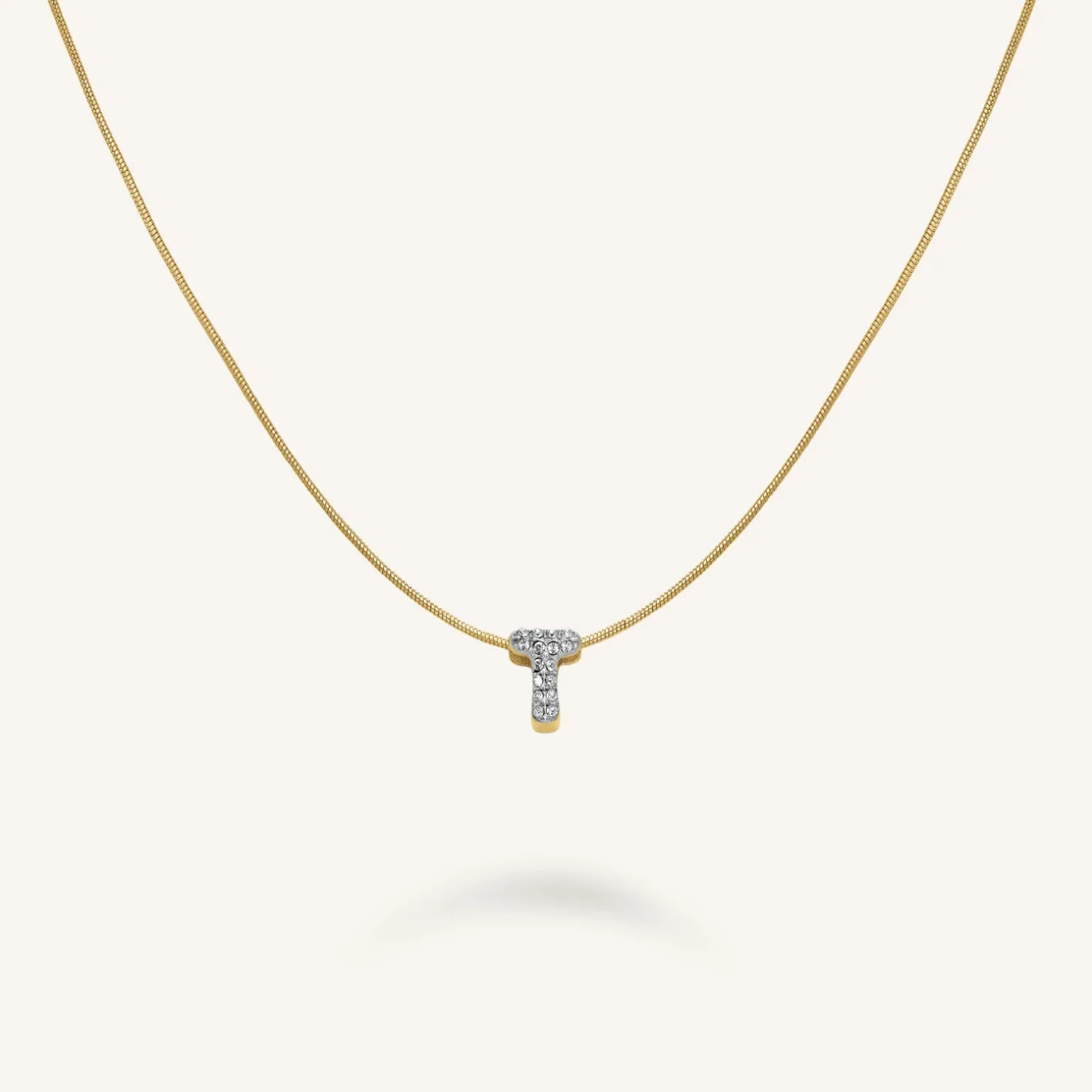 Crystal Letter T Necklace