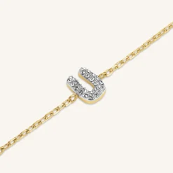 Crystal Letter U Bracelet
