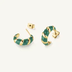 Emerald Croissant Hoops