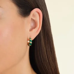 Emerald Croissant Hoops