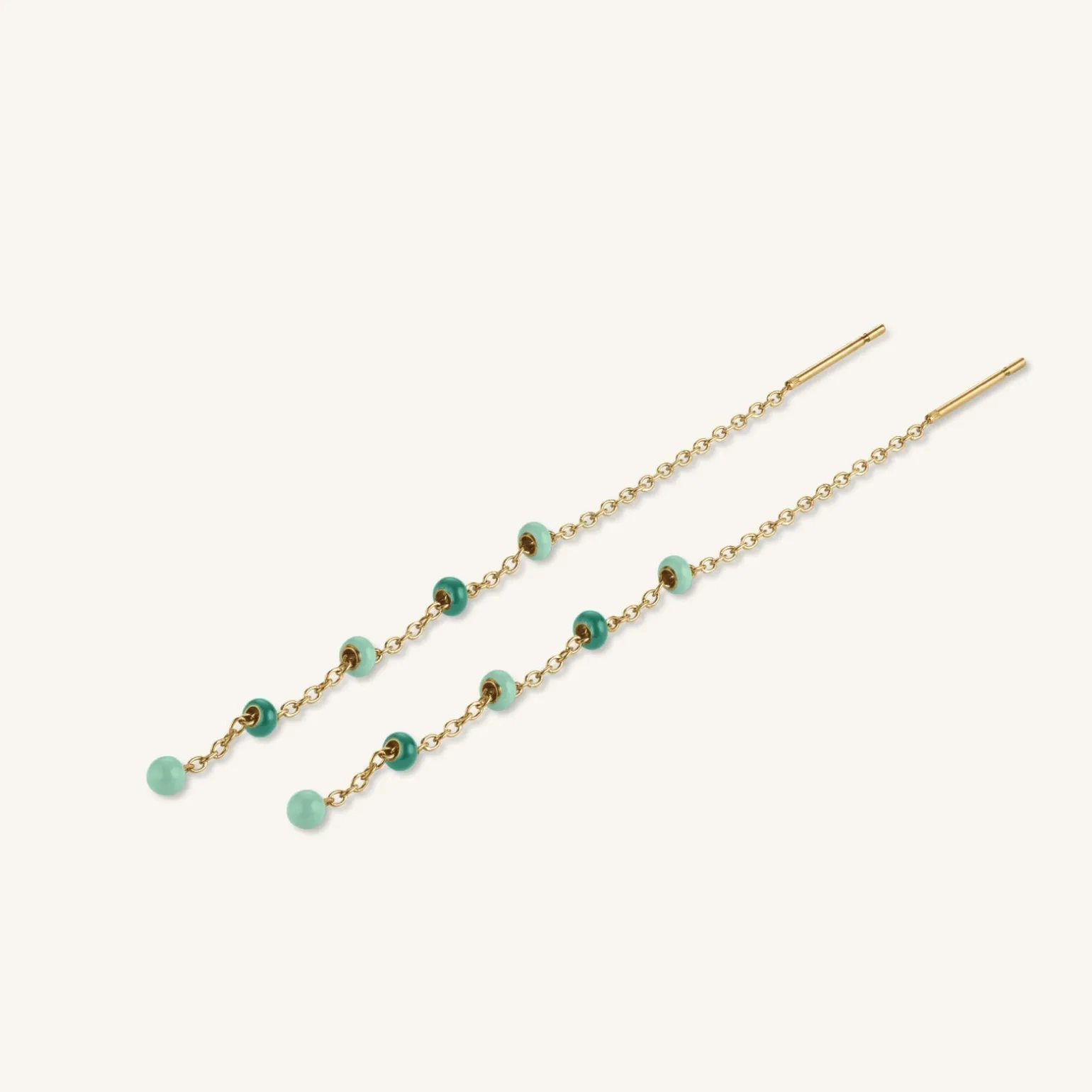 Emerald Dotted Threader Earrings
