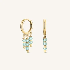 Hanging Beads Hoops Blue