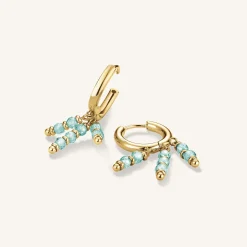 Hanging Beads Hoops Blue