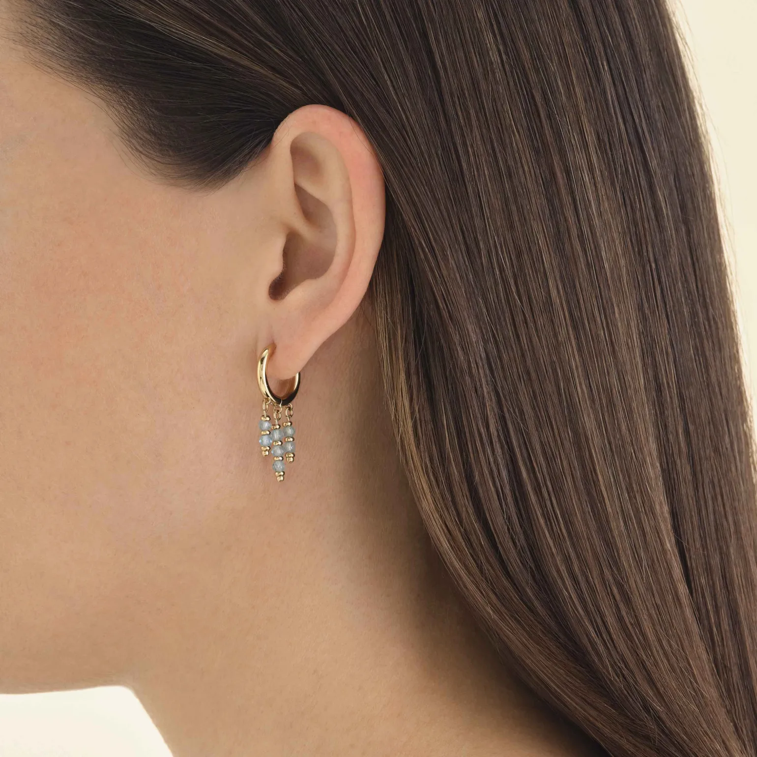 Hanging Beads Hoops Blue