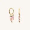 Hanging Beads Hoops Pink