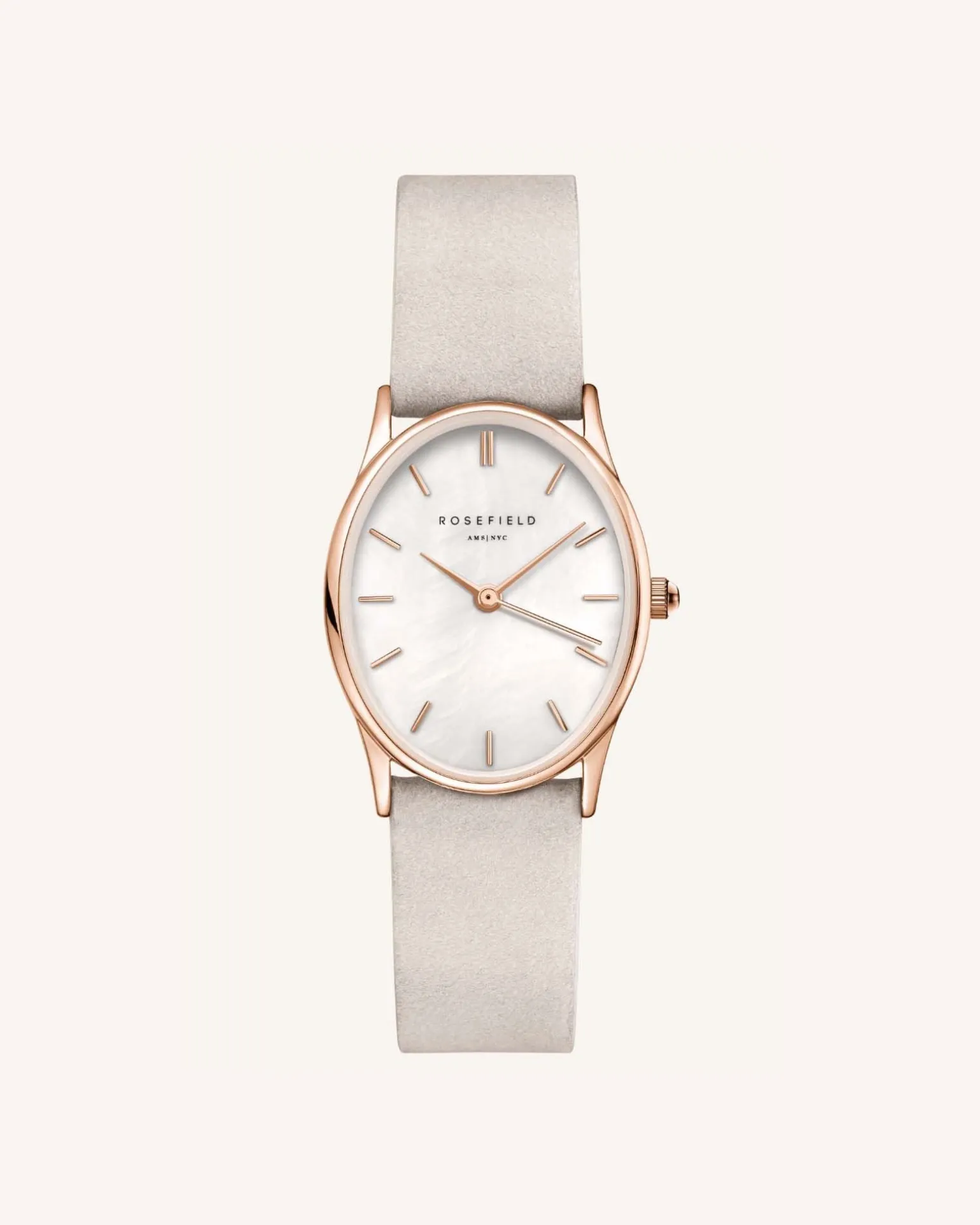 Light Grey Nubuck Rose Gold Strap