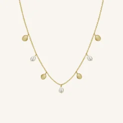 Multi shell and pearl necklace