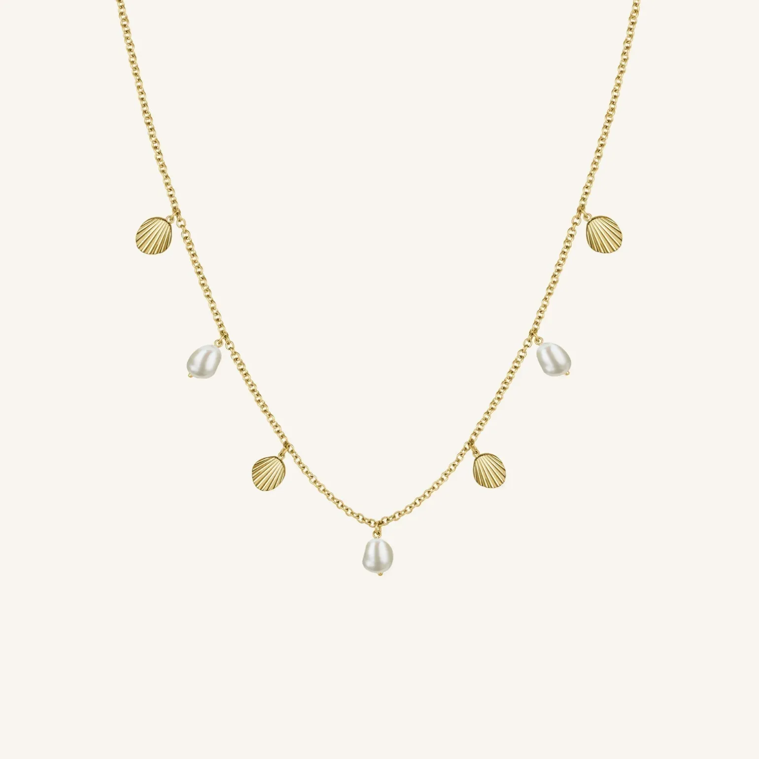 Multi shell and pearl necklace