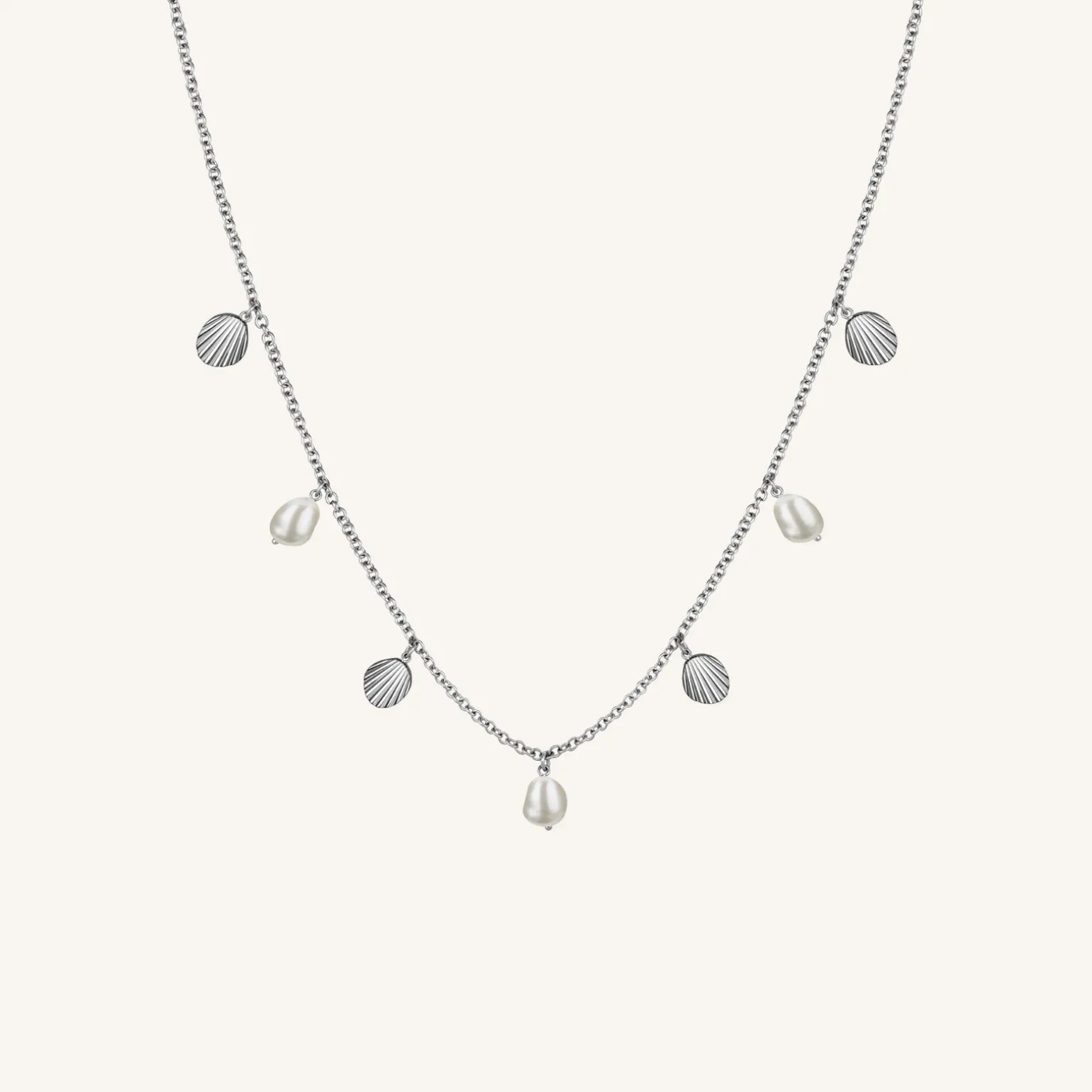 Multi shell and pearl necklace