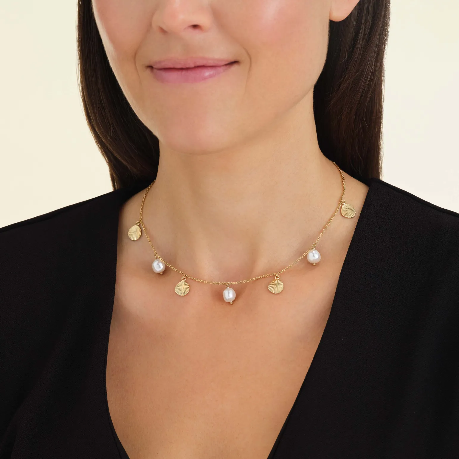 Multi shell and pearl necklace