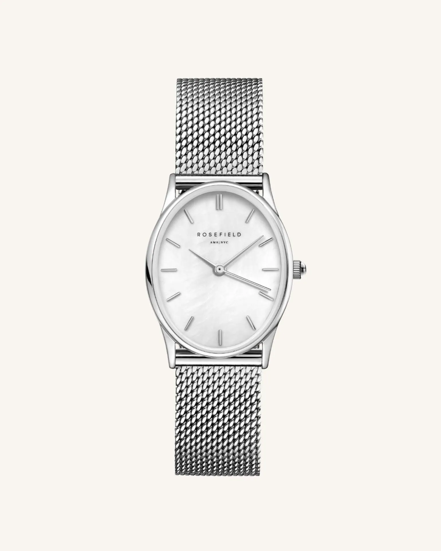 Oval Pearl Silver Mesh