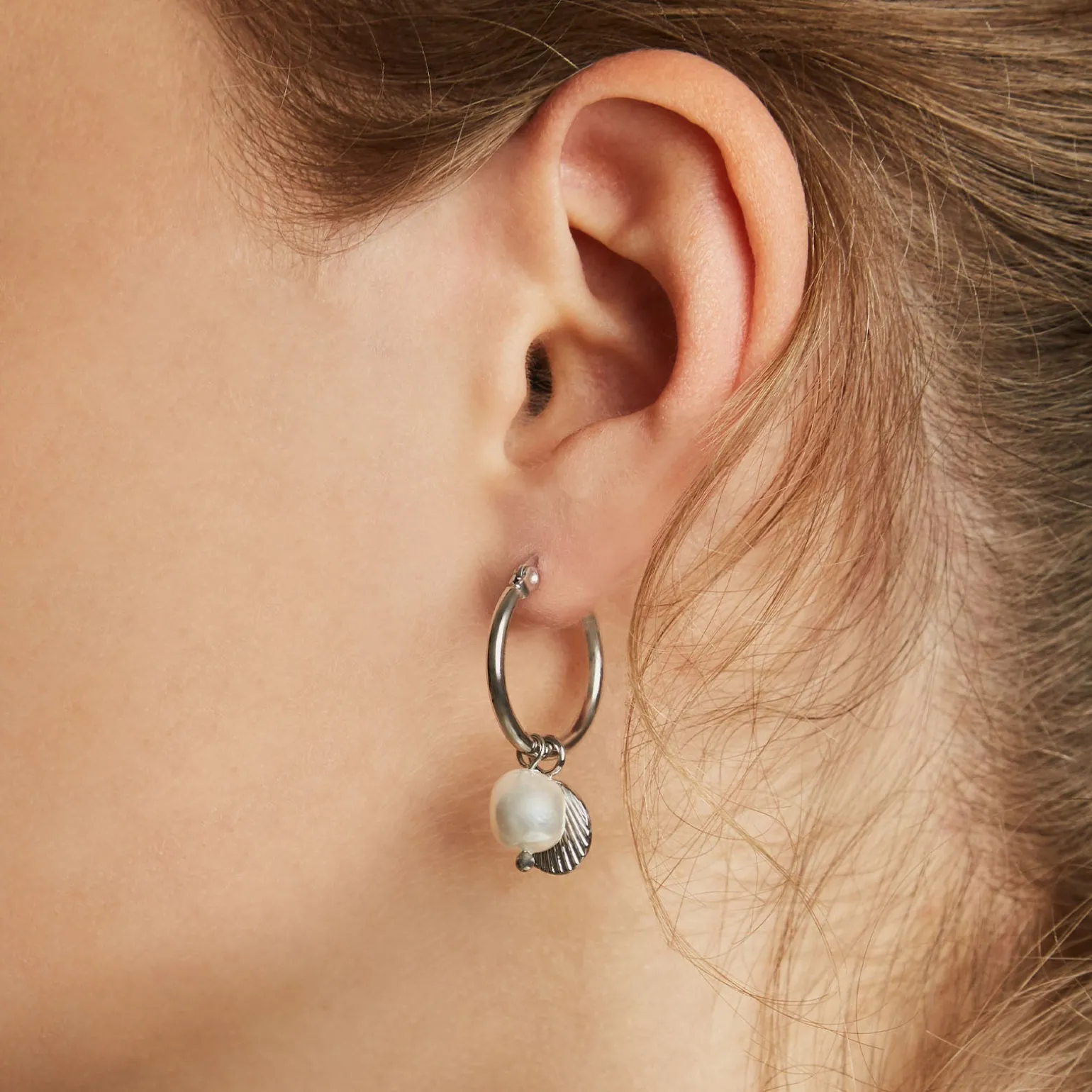 Shell and pearl hoops