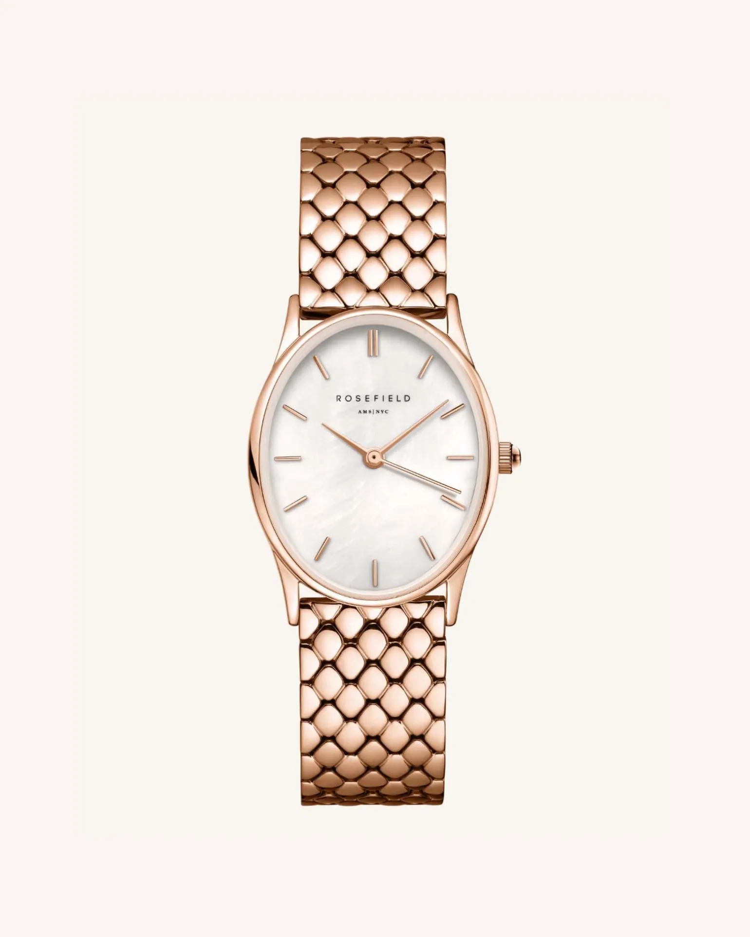 The Oval Rose Gold Steel Strap