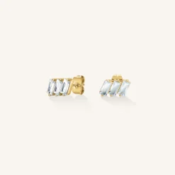 Triple Baguette Studs