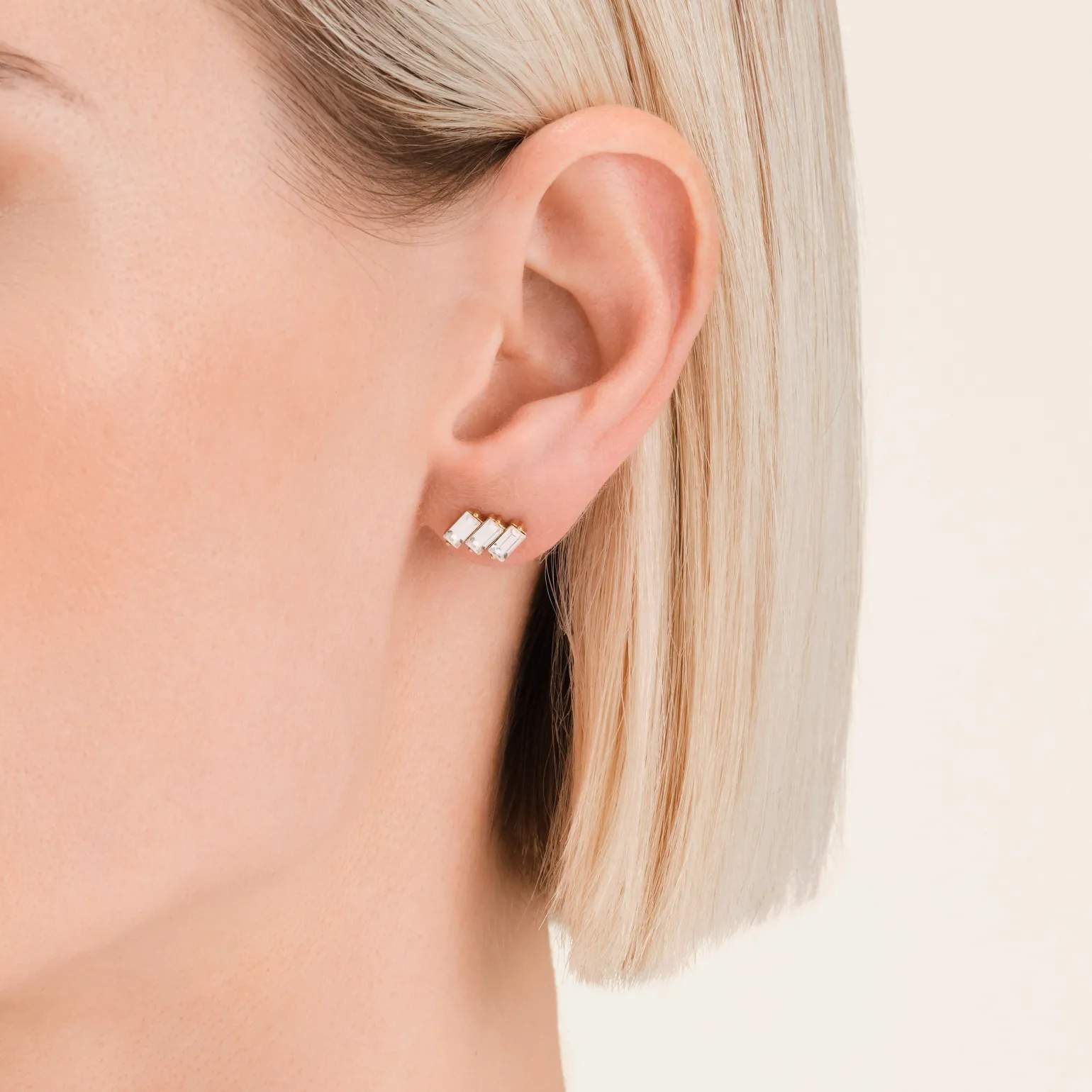 Triple Baguette Studs