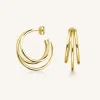 Triple Hoop Gold