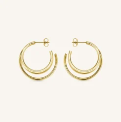 Triple Hoop Gold