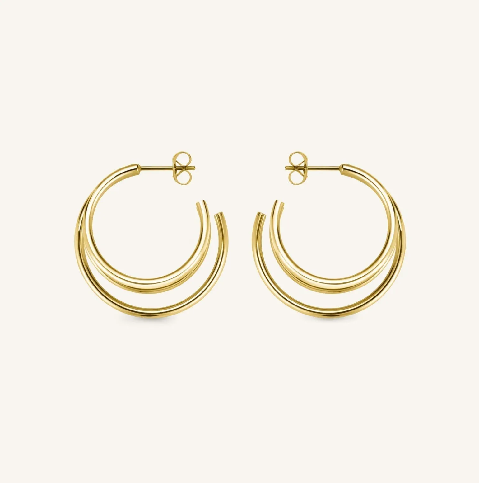 Triple Hoop Gold